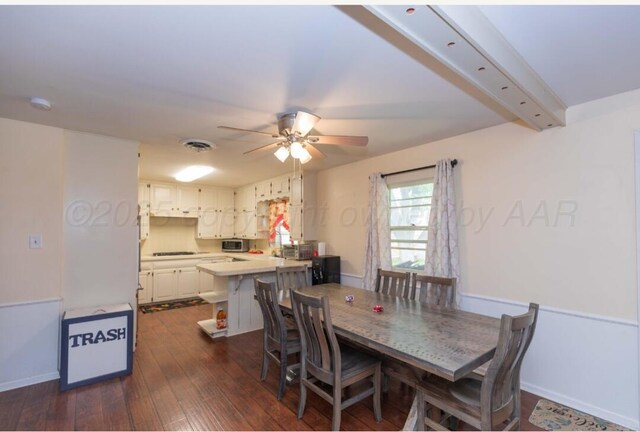 6102 Calumet Rd, Amarillo, TX 79106 - dining space with a ceiling fan and dark wood-style flooring