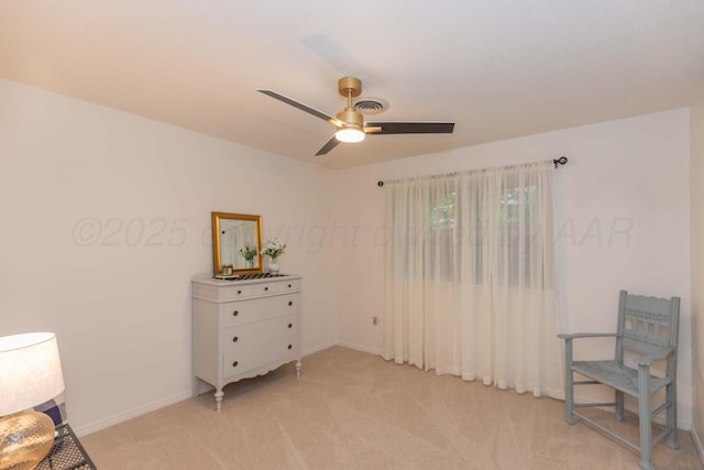 3301 Palmetto Trl, Amarillo, TX 79106 - living area with light colored carpet, ceiling fan, and baseboards