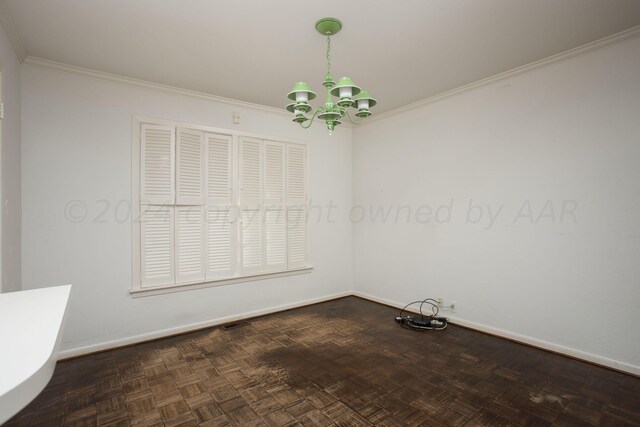 4321 Emil Ave, Amarillo, TX 79106 - empty room with a chandelier, baseboards, and ornamental molding