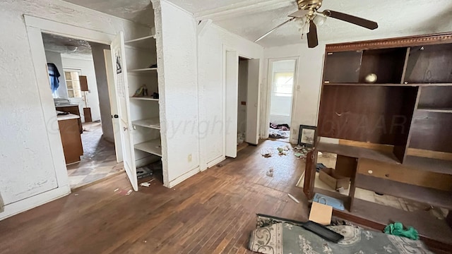 unfurnished bedroom featuring multiple windows and wood-type flooring