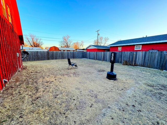 view of yard featuring a fenced backyard