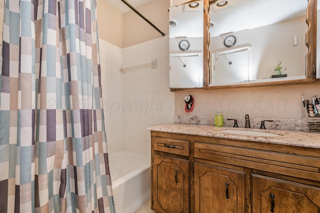 8615 Olympia Dr, Amarillo, TX 79110 - bathroom featuring vanity and shower / bath combination with curtain