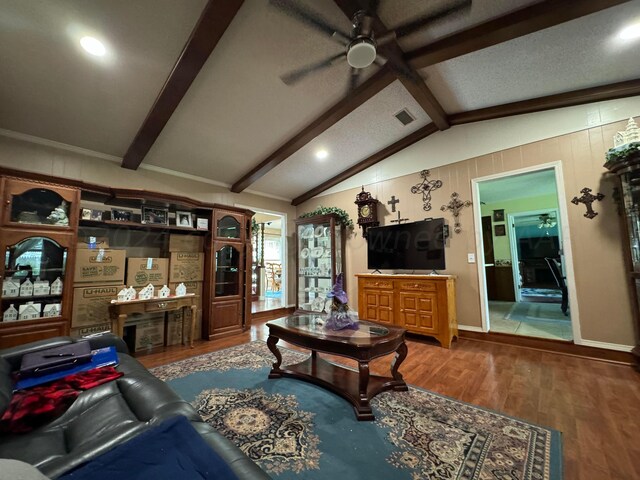 7204 SW 39th Ave, Amarillo, TX 79109 - living room with ceiling fan, wood finished floors, and recessed lighting