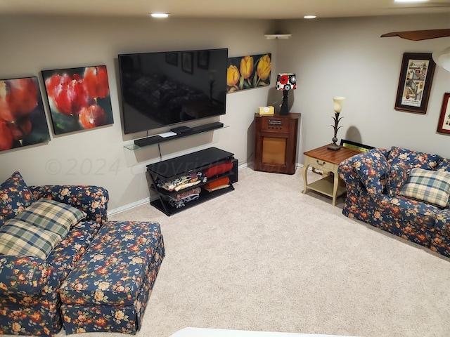 living room with carpet floors