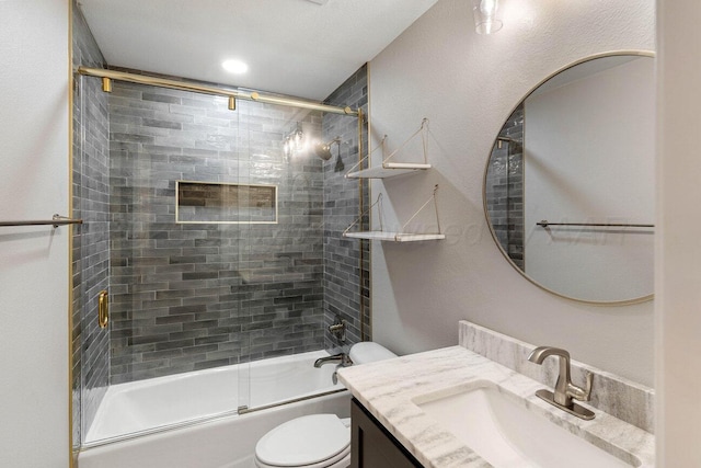 6501 Glenwood Dr, Amarillo, TX 79119 - full bath featuring vanity, toilet, and bath / shower combo with glass door
