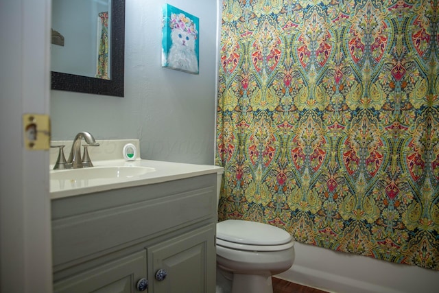 503 Maple Ave, Panhandle, TX 79068 - bathroom with vanity, wood finished floors, and shower / bath combination with curtain