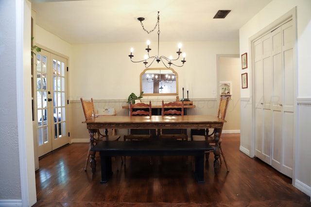3603 S Lamar St, Amarillo, TX 79109 - dining area with a chandelier, wood finished floors, and french doors