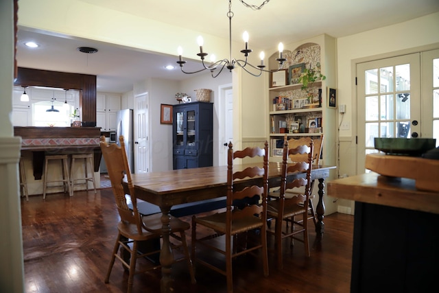 3603 S Lamar St, Amarillo, TX 79109 - dining area with a chandelier, recessed lighting, and dark wood finished floors