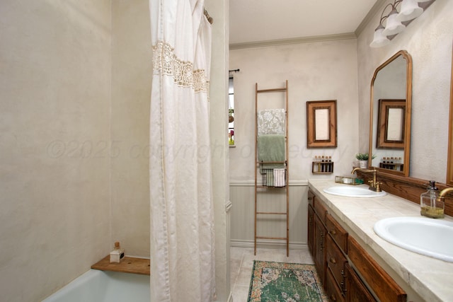 907 Broadmoor St, Amarillo, TX 79106 - bathroom featuring double vanity and crown molding