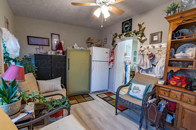 1010 E 3rd St, Clarendon, TX 79226 - sitting room featuring light wood finished floors and a ceiling fan