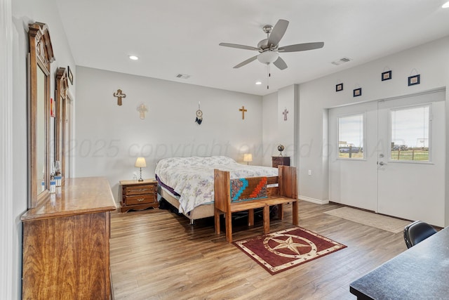 4687 E Fm 1151, Amarillo, TX 79118 - bedroom featuring light wood finished floors, recessed lighting, and a ceiling fan