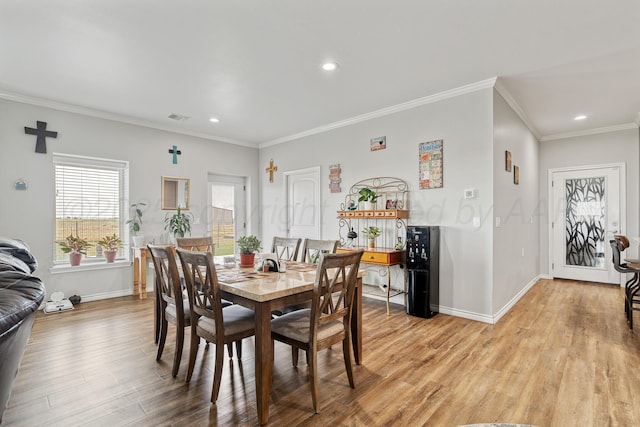 4687 E Fm 1151, Amarillo, TX 79118 - dining space featuring recessed lighting, light wood-type flooring, and ornamental molding