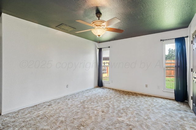 1604 Country Ln, Panhandle, TX 79068 - carpeted spare room with healthy amount of natural light, ceiling fan, and a textured ceiling