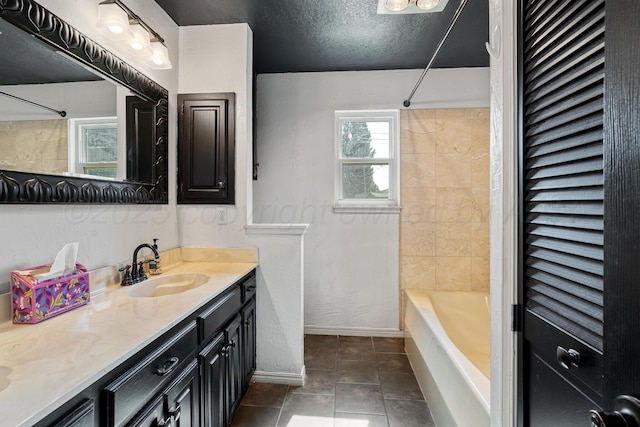 1604 Country Ln, Panhandle, TX 79068 - bathroom featuring vanity, shower / washtub combination, and tile patterned flooring