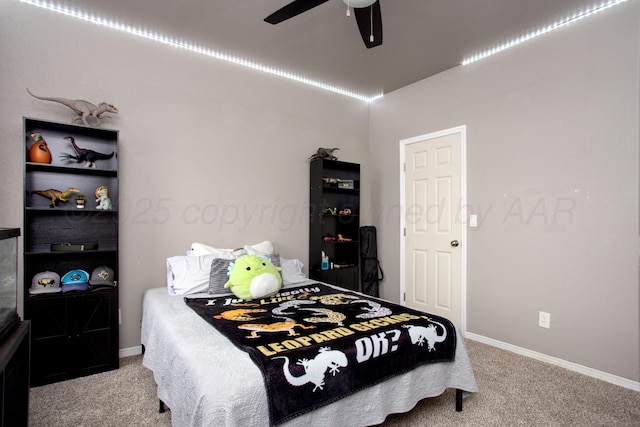 9191 E Strawberry Fields Dr, Canyon, TX 79119 - bedroom with carpet, baseboards, and ceiling fan