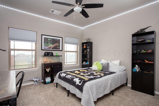 9191 E Strawberry Fields Dr, Canyon, TX 79119 - bedroom featuring carpet flooring, baseboards, and ceiling fan