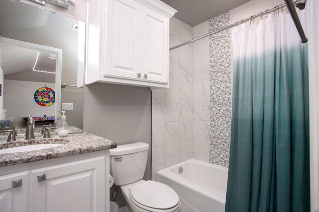 9191 E Strawberry Fields Dr, Canyon, TX 79119 - full bathroom with toilet, vanity, and shower / bath combination with curtain