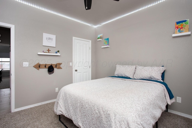 9191 E Strawberry Fields Dr, Canyon, TX 79119 - carpeted bedroom featuring baseboards and ceiling fan