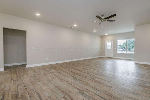 505 Pratt St, Claude, TX 79019 - unfurnished room featuring wood finished floors, recessed lighting, and a ceiling fan