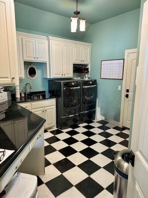 4301 Fairway Dr, Amarillo, TX 79124 - clothes washing area with tile patterned floors and separate washer and dryer