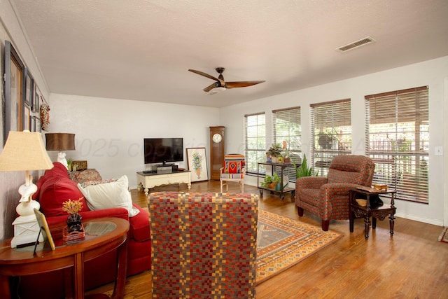 3412 Lenwood Dr, Amarillo, TX 79109 - living room with a ceiling fan and wood finished floors