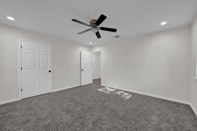 4204 Roxton Dr, Amarillo, TX 79109 - unfurnished bedroom featuring carpet, recessed lighting, and a ceiling fan