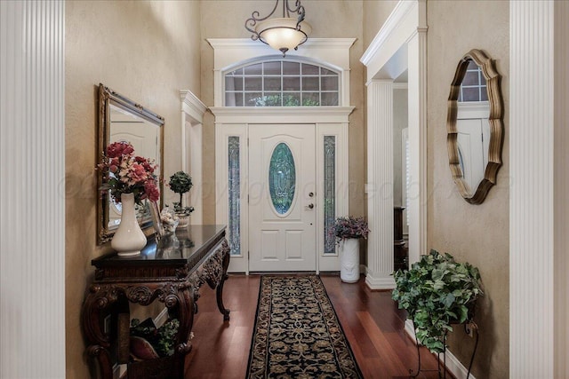 7808 Pineridge Dr, Amarillo, TX 79119 - foyer with dark wood finished floors and a high ceiling