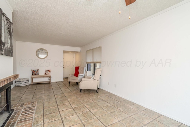 3000 Fleetwood Dr, Amarillo, TX 79109 - living area with a textured ceiling, crown molding, and ceiling fan