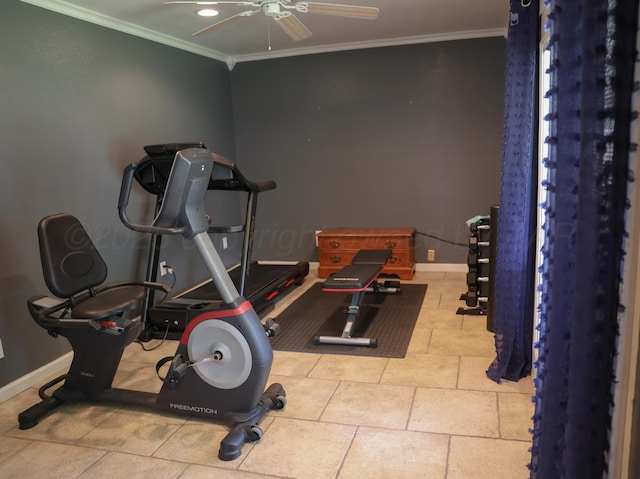 210 Ranger St, Hereford, TX 79045 - exercise area with a ceiling fan, crown molding, and recessed lighting