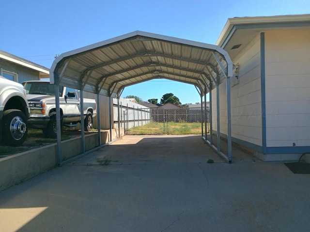 view of parking with a carport