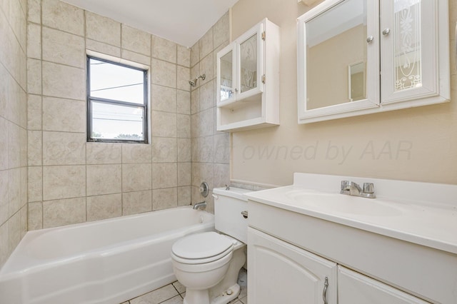 4004 S Van Buren St, Amarillo, TX 79110 - bathroom with vanity, bathtub / shower combination, and tile patterned floors