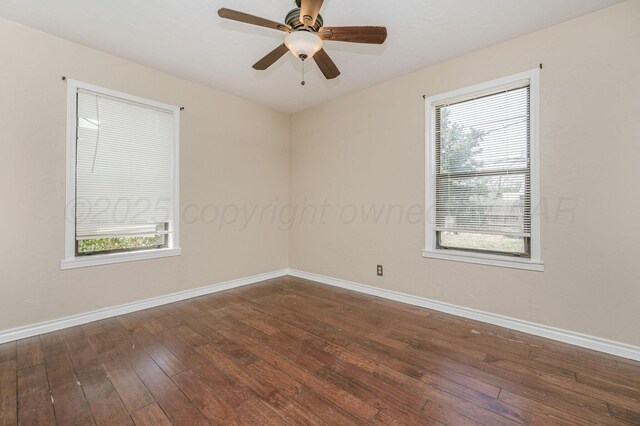 4004 S Van Buren St, Amarillo, TX 79110 - spare room featuring healthy amount of natural light, hardwood / wood-style floors, and ceiling fan