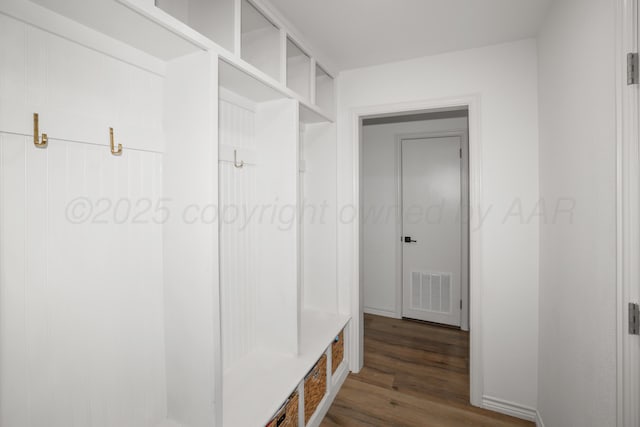 mudroom featuring dark hardwood / wood-style floors