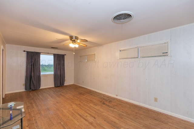 507 Aaron Rd, Fritch, TX 79036 - empty room featuring baseboards, ceiling fan, visible vents, and hardwood / wood-style flooring