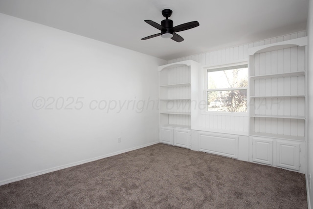 empty room with carpet and ceiling fan