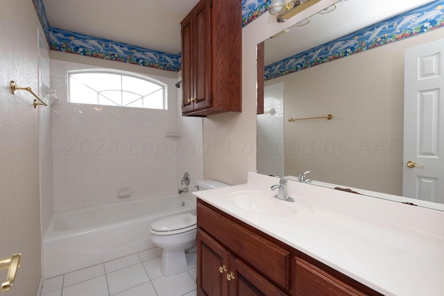 4502 Chesapeake Pl, Amarillo, TX 79119 - full bath featuring vanity, toilet, tile patterned floors, and shower / tub combination