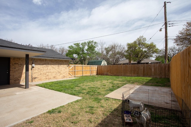 view of yard with a patio and a fenced backyard