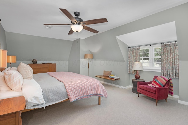 2215 S Hughes St, Amarillo, TX 79109 - bedroom featuring carpet, vaulted ceiling, and a ceiling fan