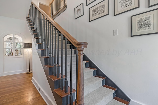 2215 S Hughes St, Amarillo, TX 79109 - staircase with wood finished floors and baseboards