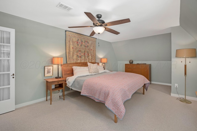 2215 S Hughes St, Amarillo, TX 79109 - bedroom with carpet flooring, a ceiling fan, and vaulted ceiling