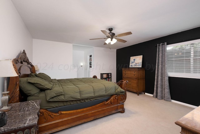 bedroom with carpet floors and ceiling fan