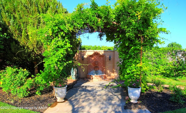 view of patio / terrace with a storage unit