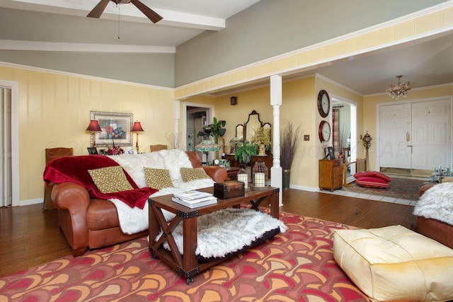 3 Nottingham Rd, Amarillo, TX 79124 - living room featuring wood-type flooring, a ceiling fan, and baseboards