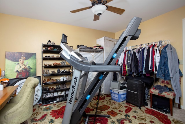 3 Nottingham Rd, Amarillo, TX 79124 - exercise room with carpet and ceiling fan