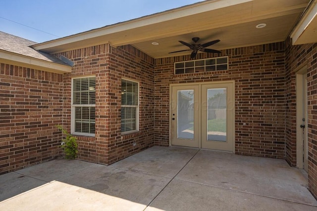 1800 Berkley Ct, Amarillo, TX 79118 - view of patio / terrace featuring ceiling fan and french doors