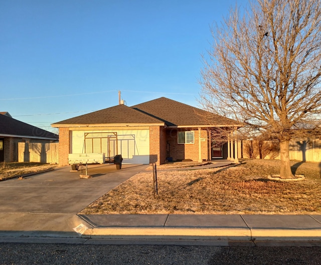 view of single story home