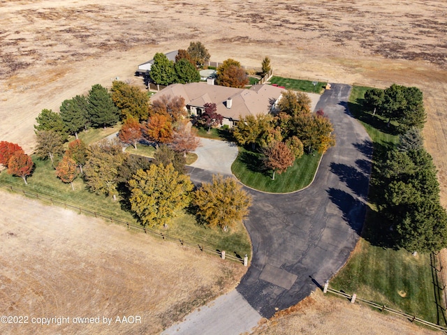 drone / aerial view with a rural view