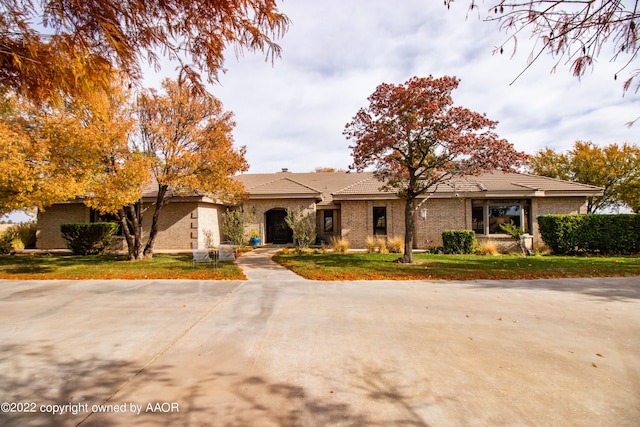 ranch-style house with a front yard