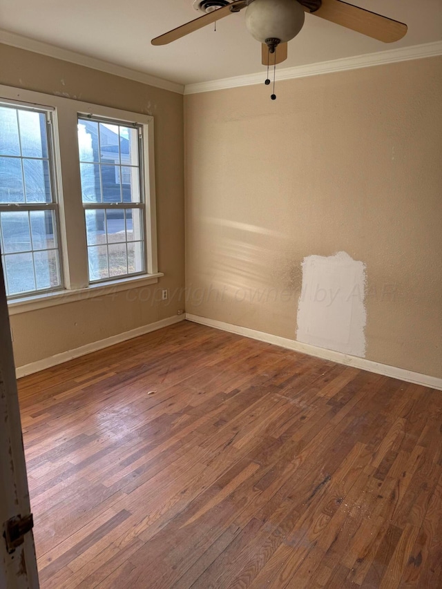 811 S Palo Duro St, Amarillo, TX 79106 - unfurnished room featuring ceiling fan, wood finished floors, and ornamental molding