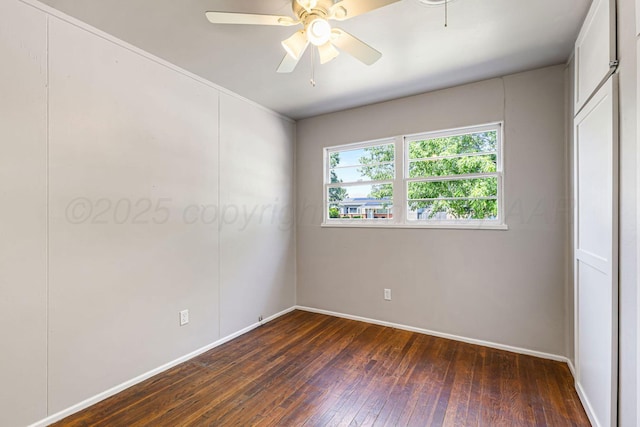 2905 S Roosevelt St, Amarillo, TX 79103 - unfurnished bedroom with dark wood finished floors and ceiling fan